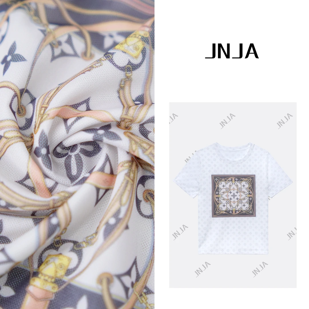 佳佳（A38）【JNJA】春夏时尚女款百搭印花网纱休闲T恤-9168