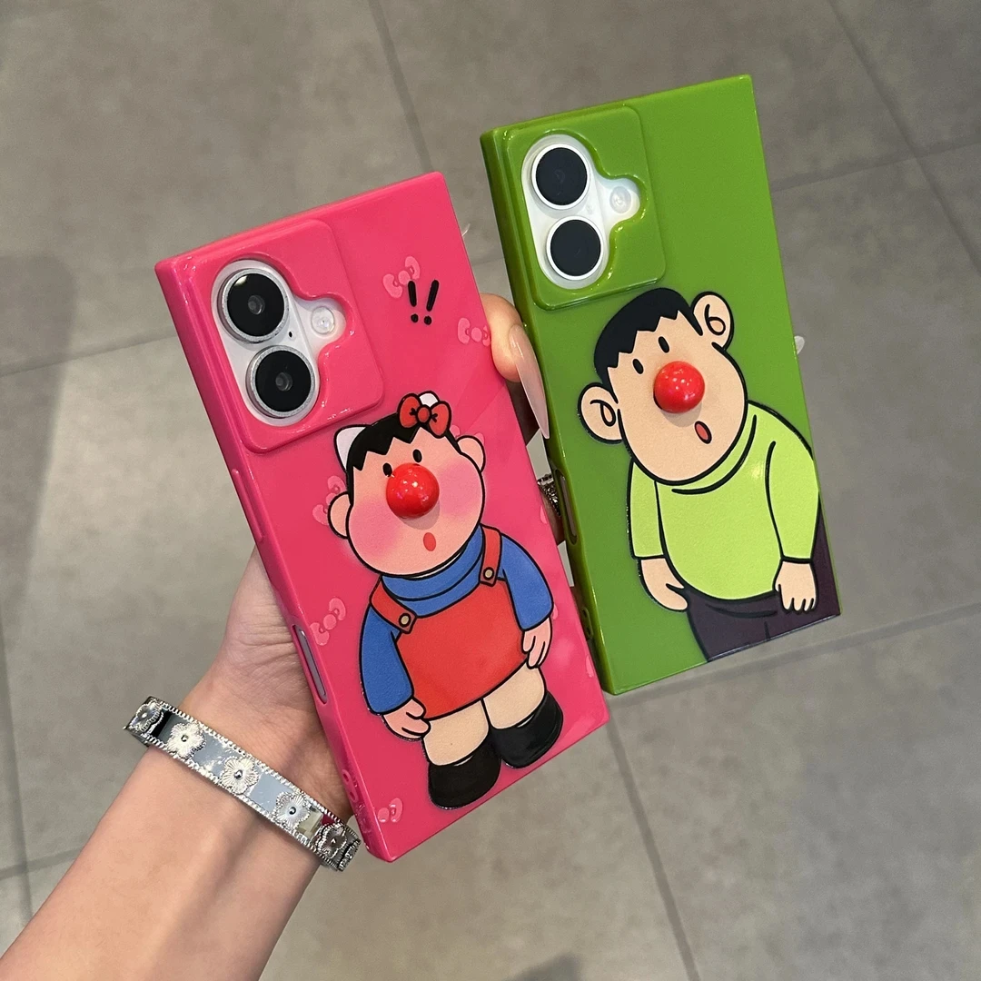 奥菲顿胖虎红鼻子适用苹果15/16promax手机壳iPhone14/13方块12套