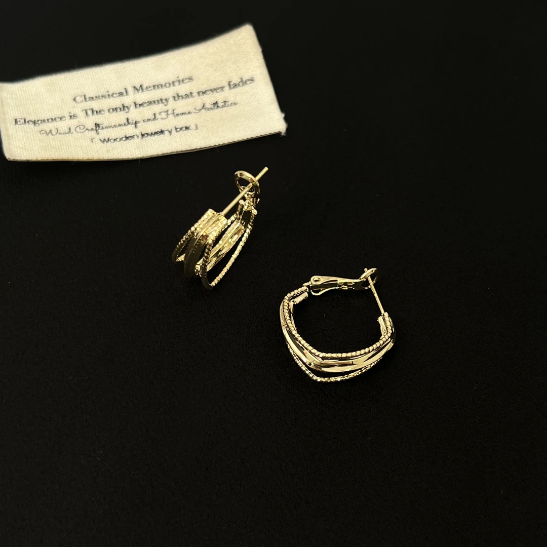 铜合金锆石耳饰 【岁无忧】设计感简约耳圈耳环318