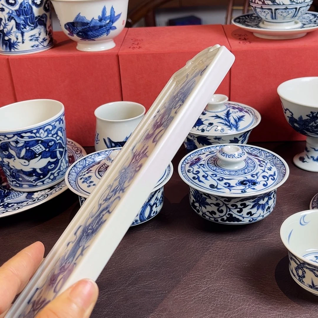 f****e青花狮子滚绣球香插全手绘原矿釉烧制微瑕