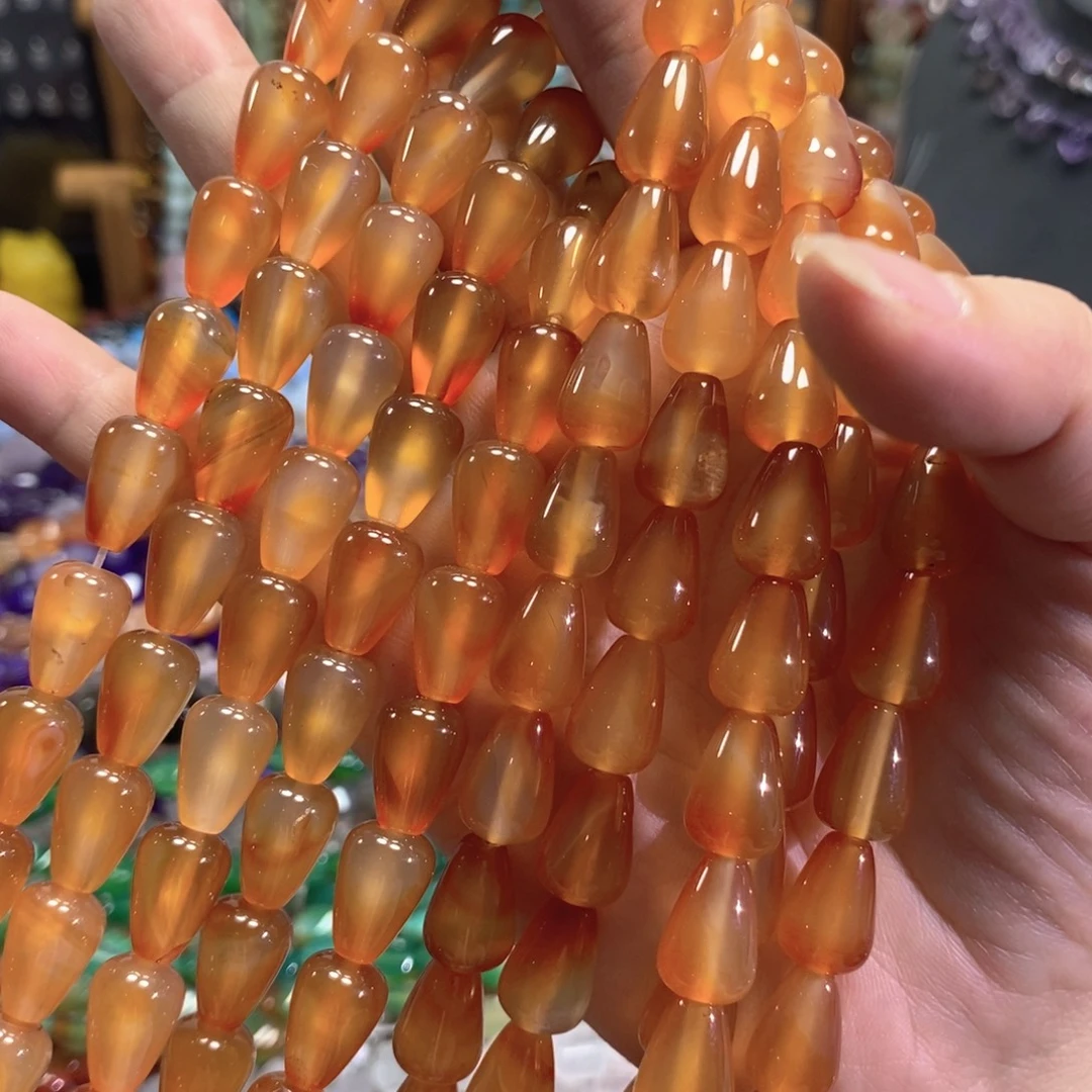 未镶嵌玛瑙/玉髓珠宝半成品玛瑙水滴一条卡10mm