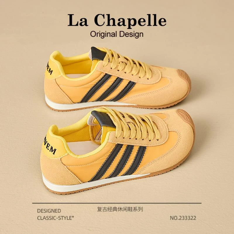 拉夏贝尔芒果头德训鞋女2025新款冬季小众复古运动阿甘鞋休闲女鞋