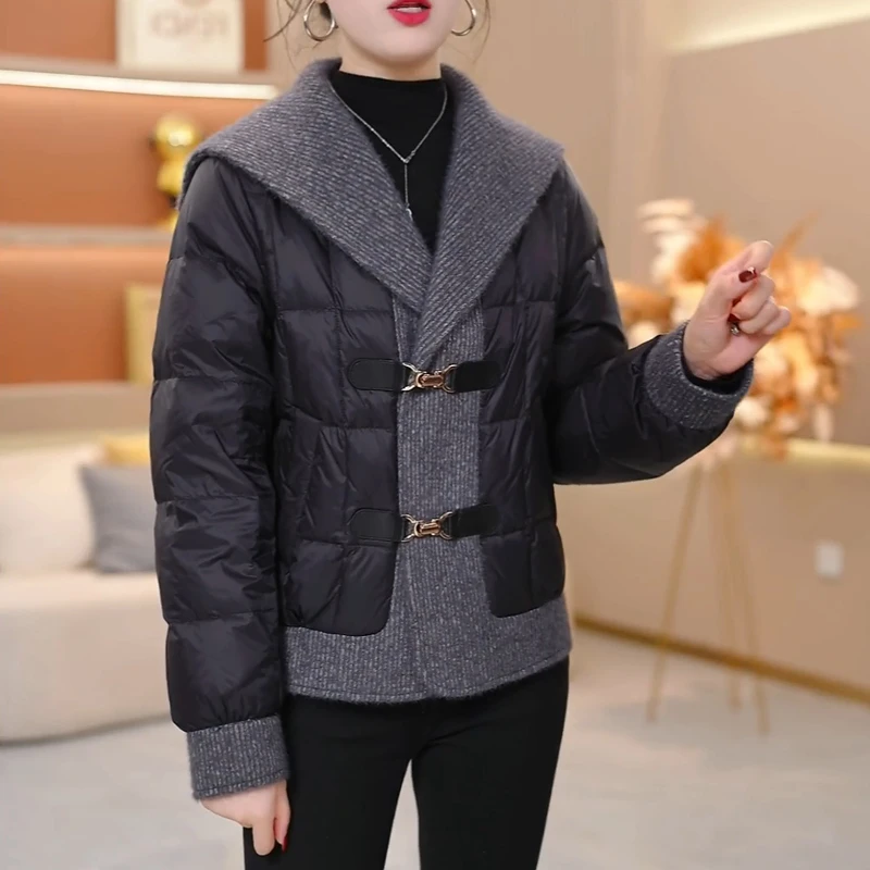 精致洋气披肩领羽绒服女2025秋冬新款女士气质百搭保暖白鸭绒外套