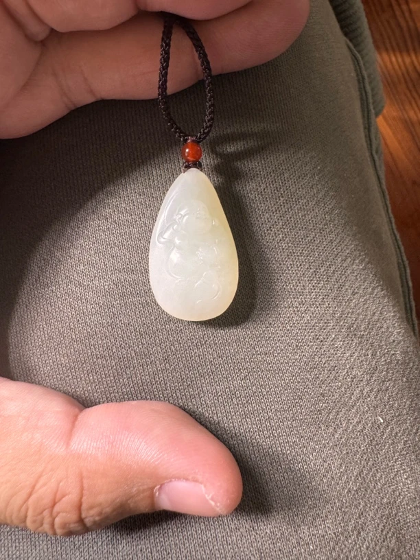 和田玉白玉弥勒佛吊坠