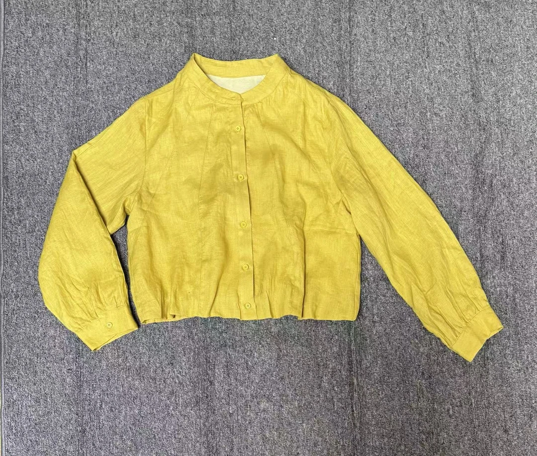 短外套常规款纯色夏季亚麻短款外套印染常规