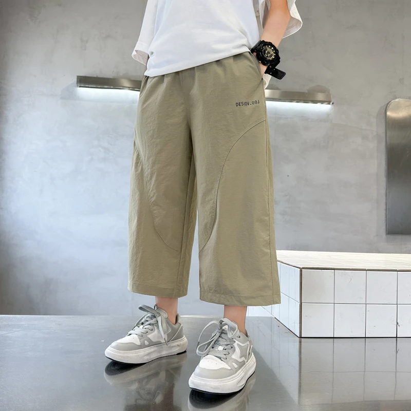 男童裤子夏季宽松薄款凉感9分裤2025新款儿童中大童男孩速干裤