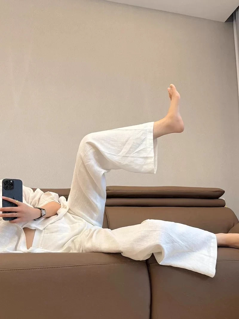 亚麻裤子女春季薄款日系棉麻直筒裤休闲防晒阔腿裤长裤KK48