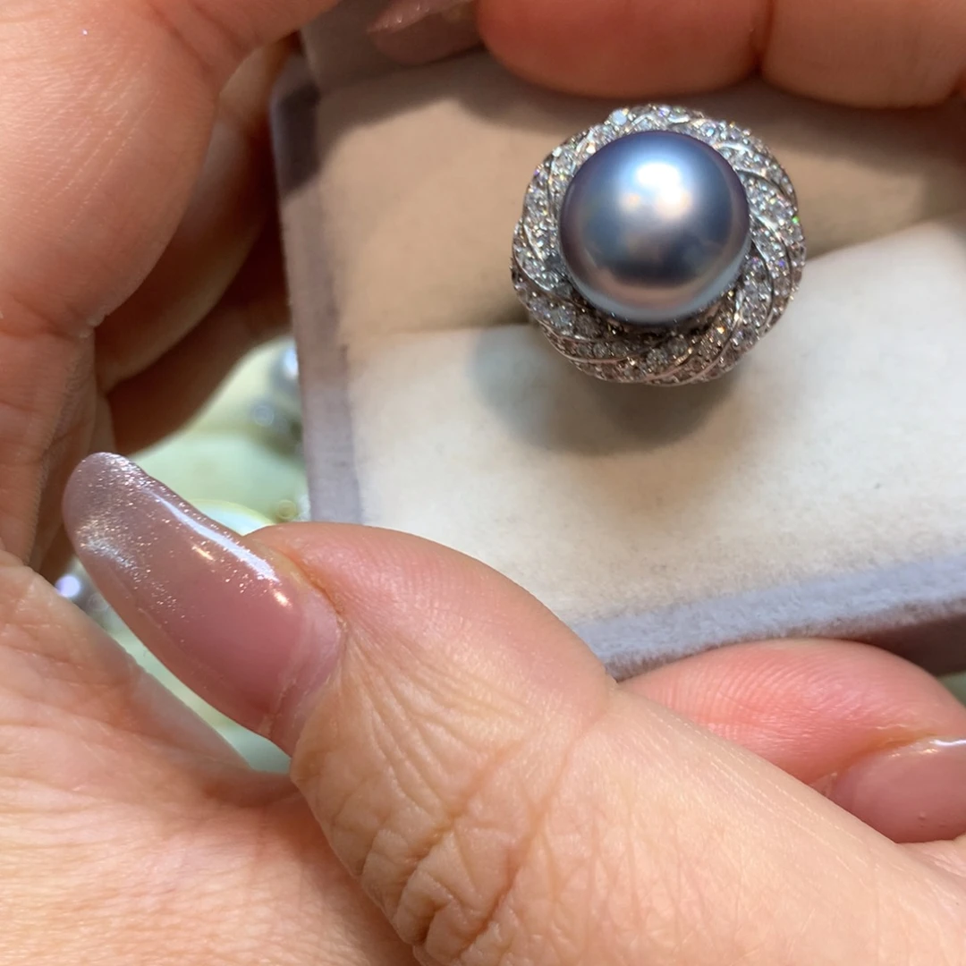 海水珍珠戒指银S925镶嵌