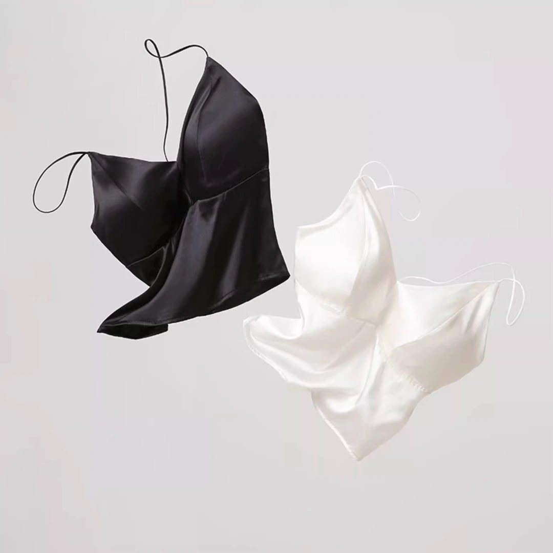 简创-奢华真丝缎面细吊带美背百搭打底内衣文胸舒适亲肤PI25S020