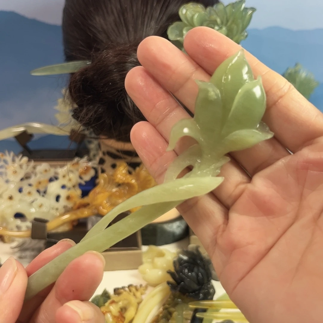 蛇纹石玉合金发饰