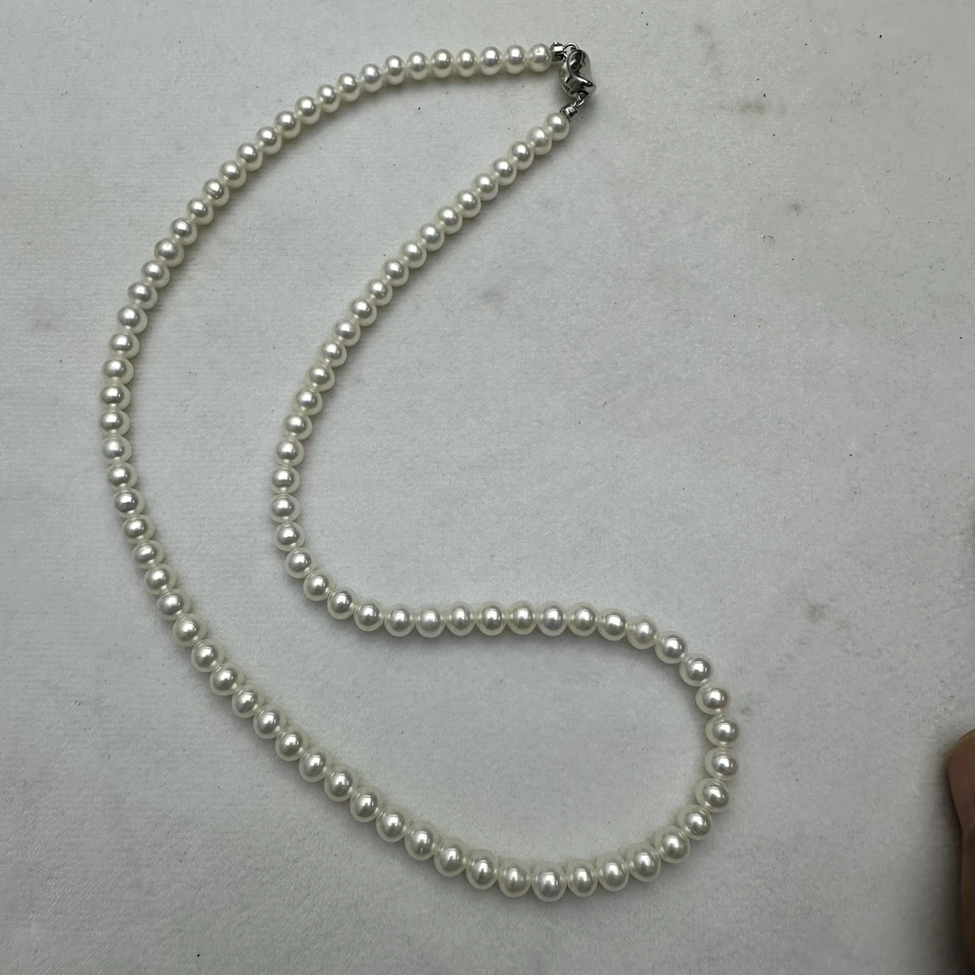 天然无瑕淡水珍珠项链5-6mm/强光简约白色百搭小米珠经典/P030