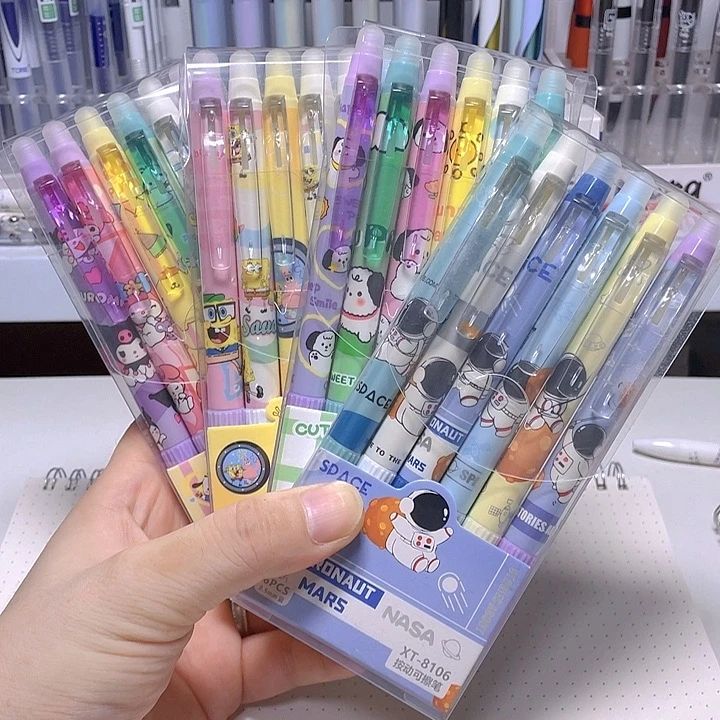 卡通可擦蓝笔4套24支