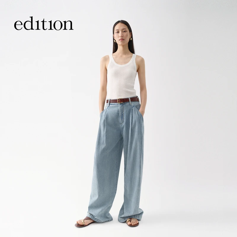 【商场同款】edition2025夏季新款西裤式阔腿牛仔裤#EBE2JEN027