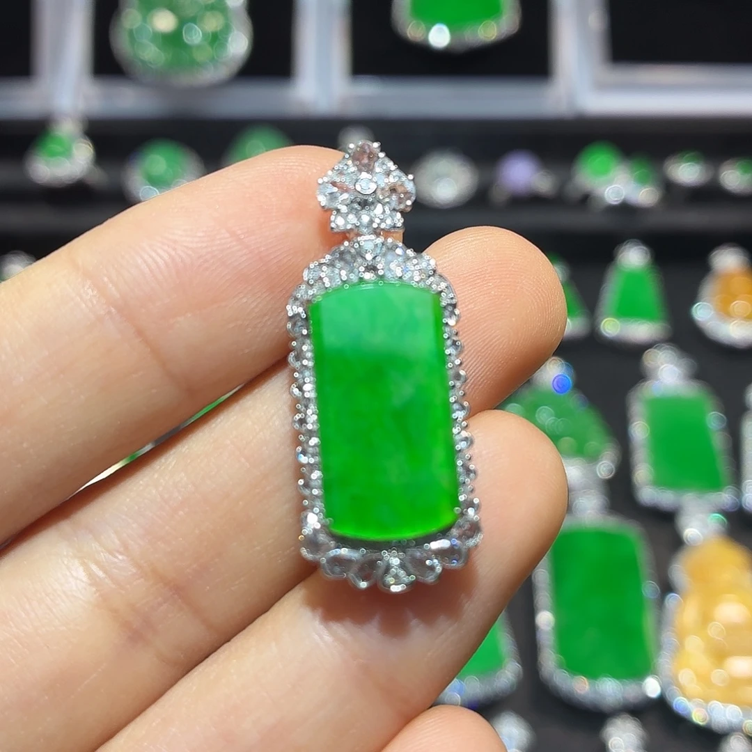 翡翠18K金镶嵌吊坠(不含链)翡翠