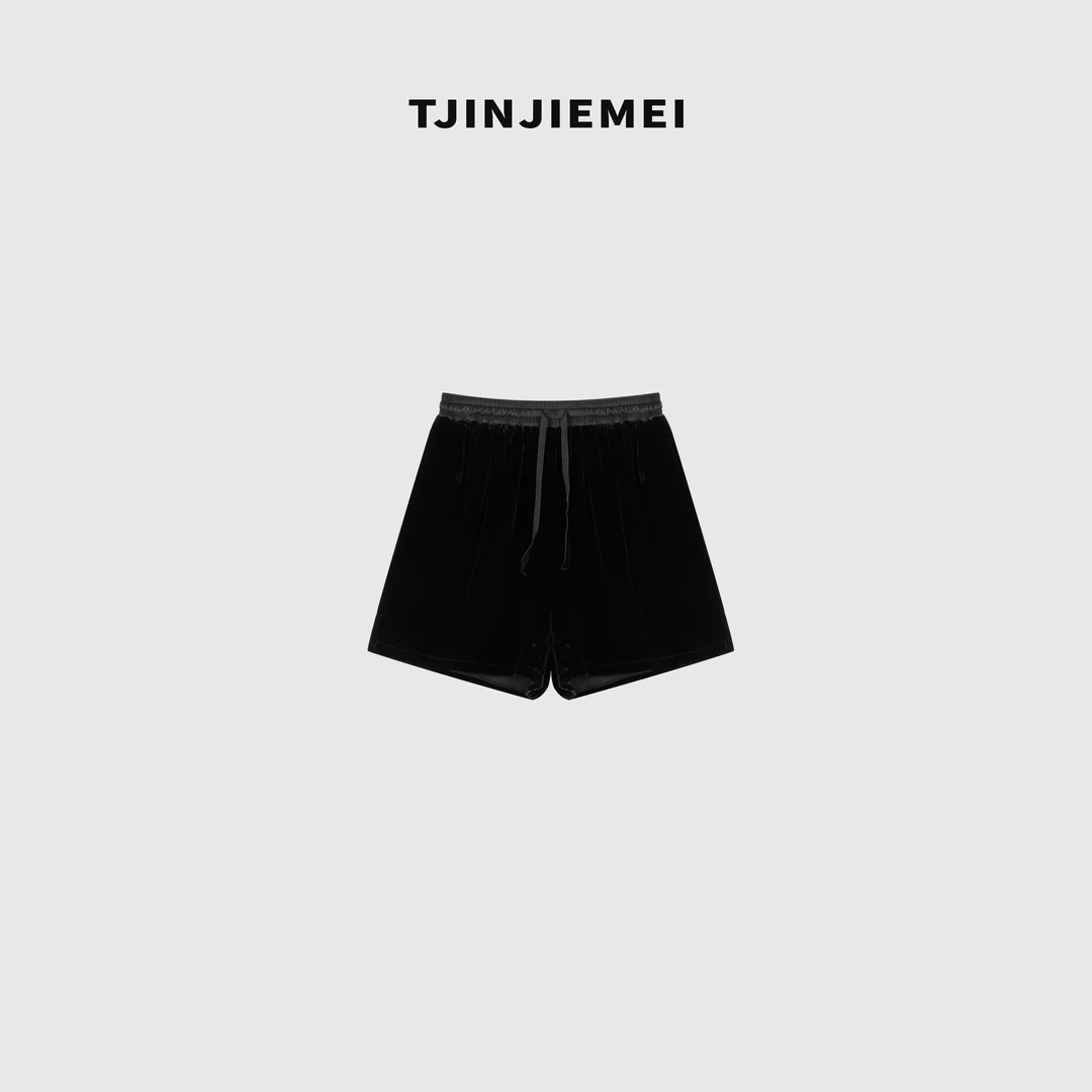 T井姐妹【丝绒短裤】设计感休闲百搭真丝丝绒短裤DK2504-TJ261