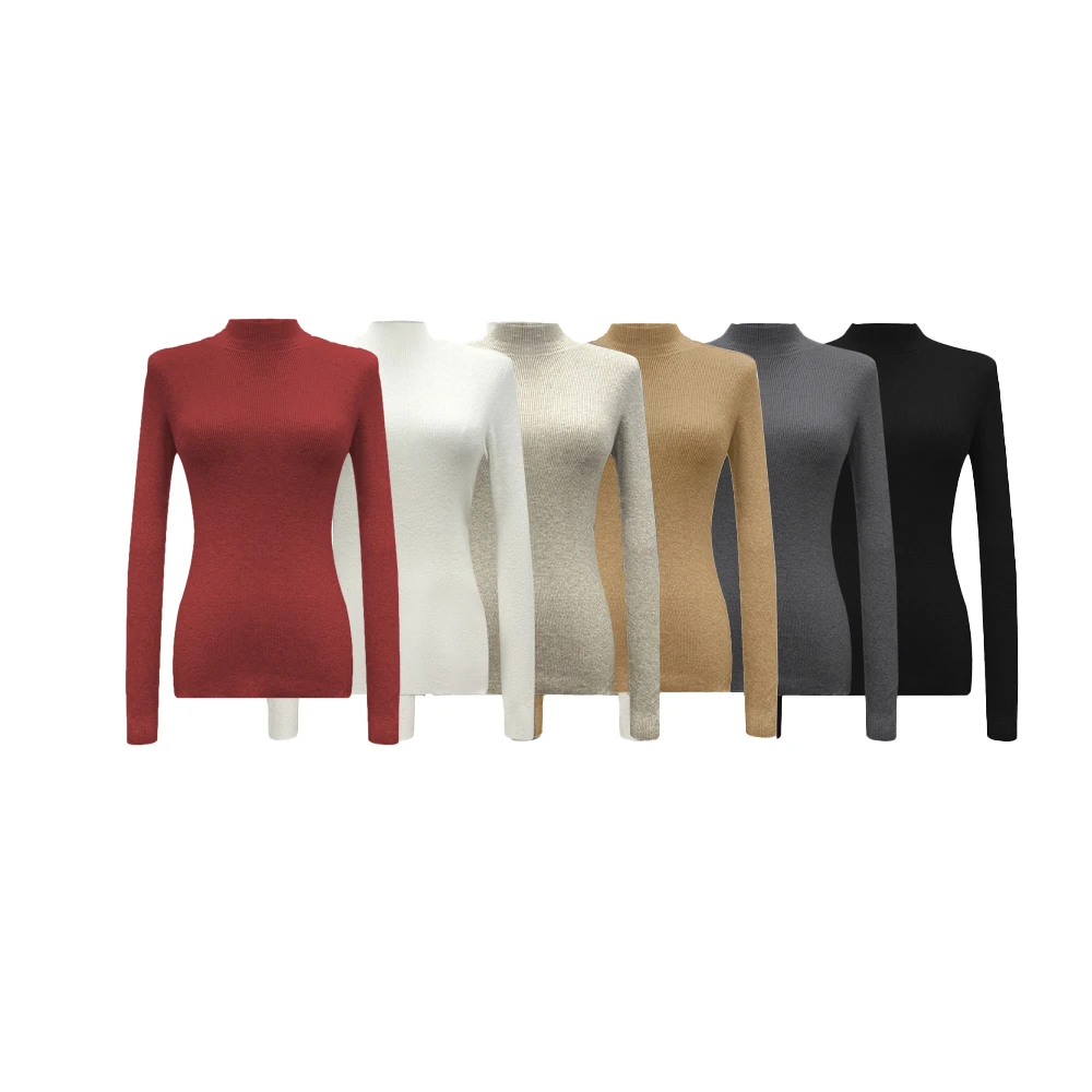 【新品上市】舒适百搭半高领保暖T恤修身纯色显瘦针织打底MS1232