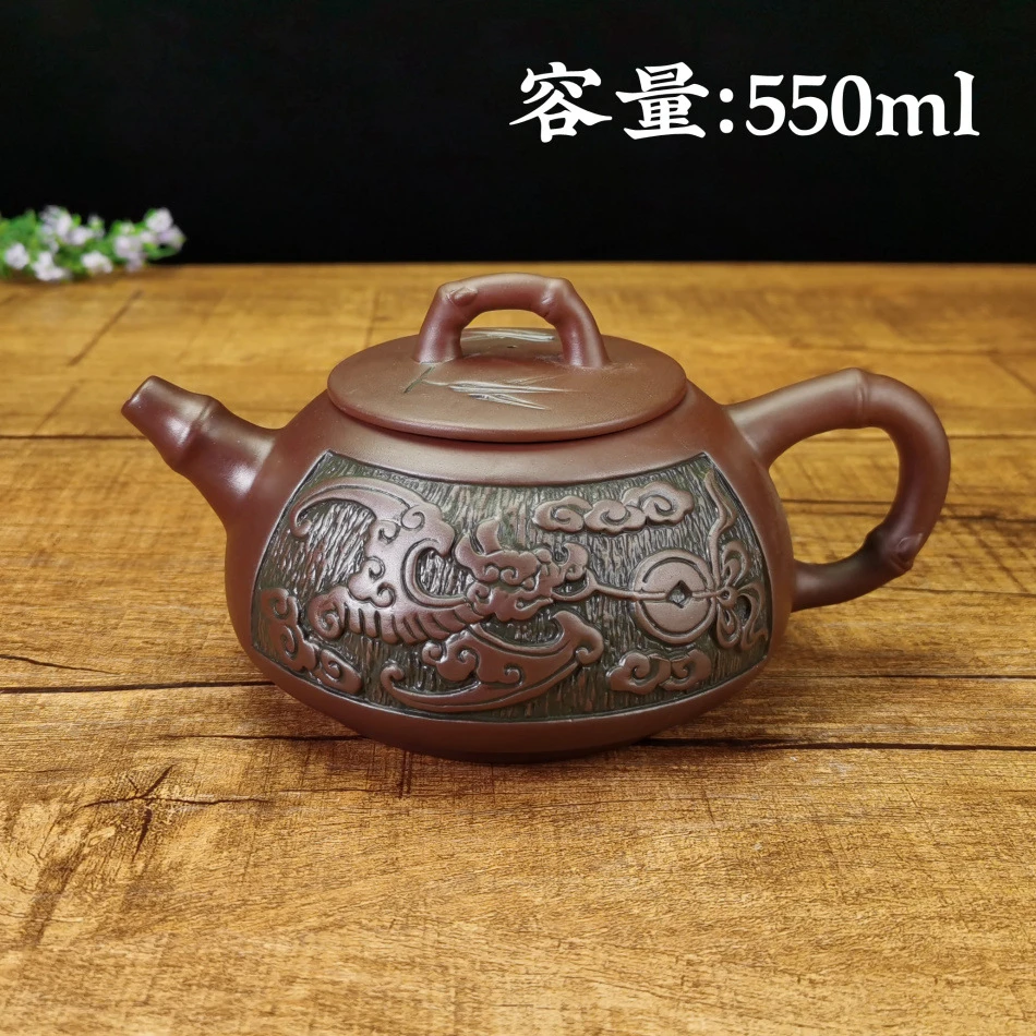 宜兴紫砂壶厂家直销 传统仿古特大竹节石瓢壶 大容量泡茶壶 550ml