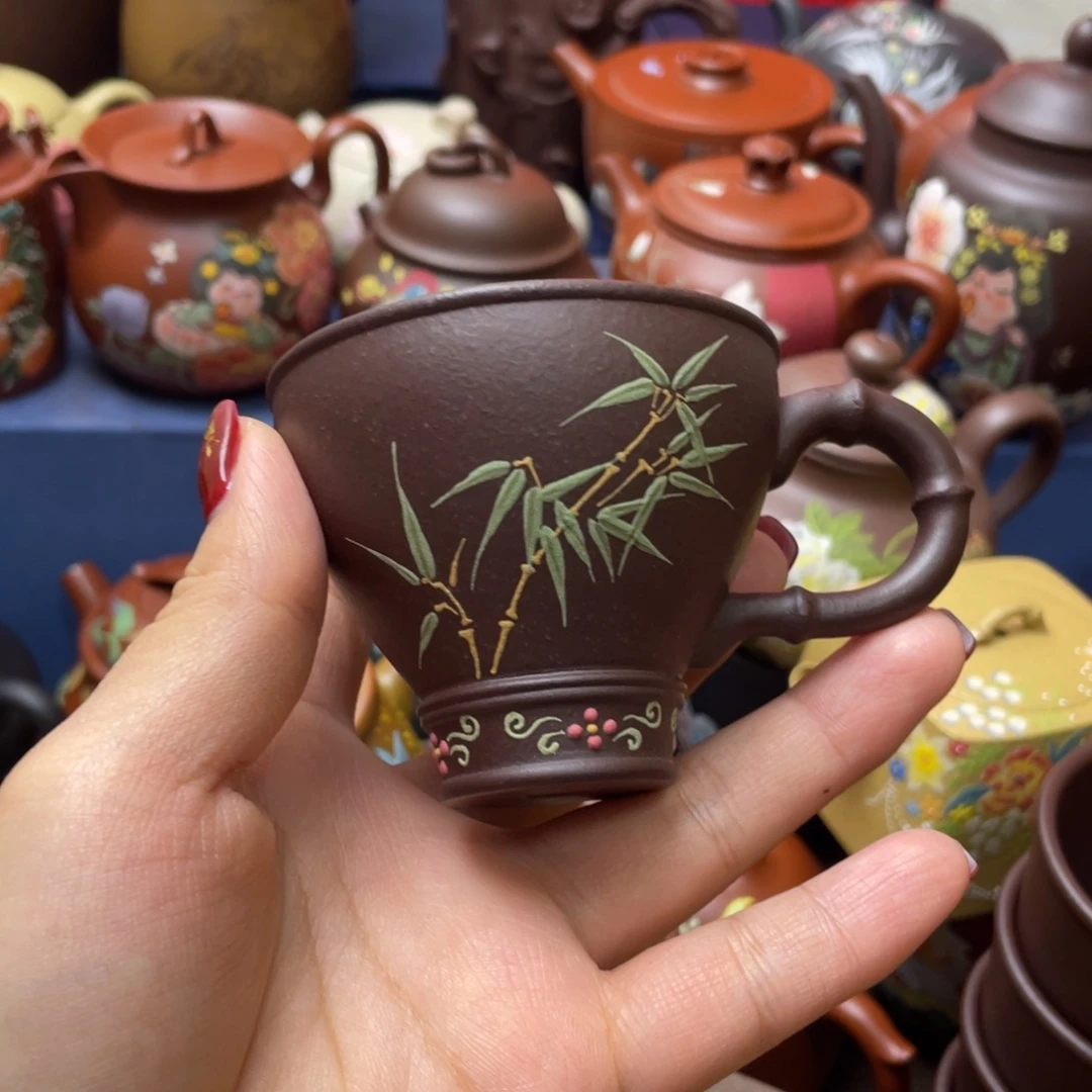 红泥茶杯紫砂主人杯100vc