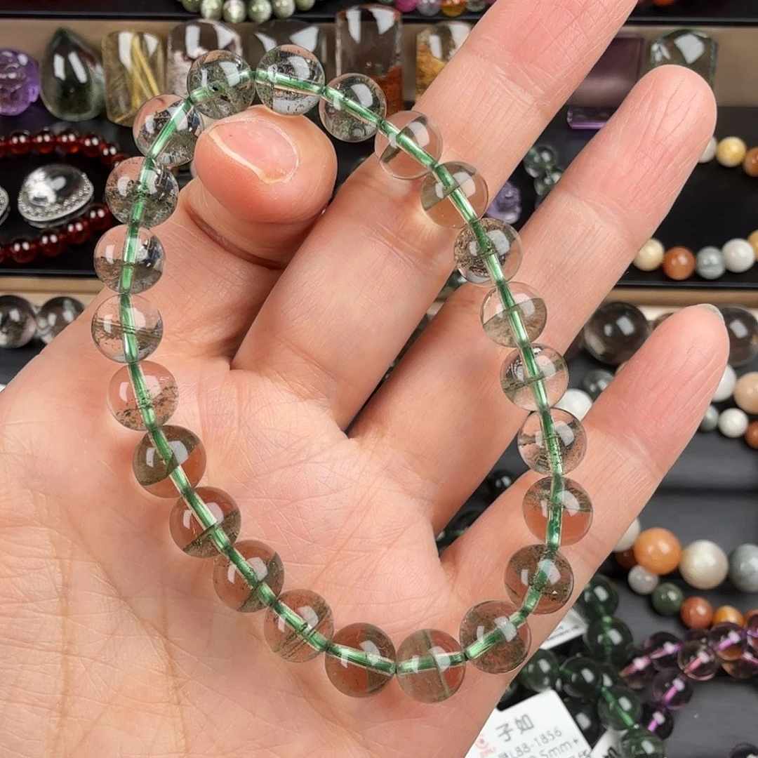 水晶手链未镶嵌李*蔓天然星闪绿幽灵步步高升千层