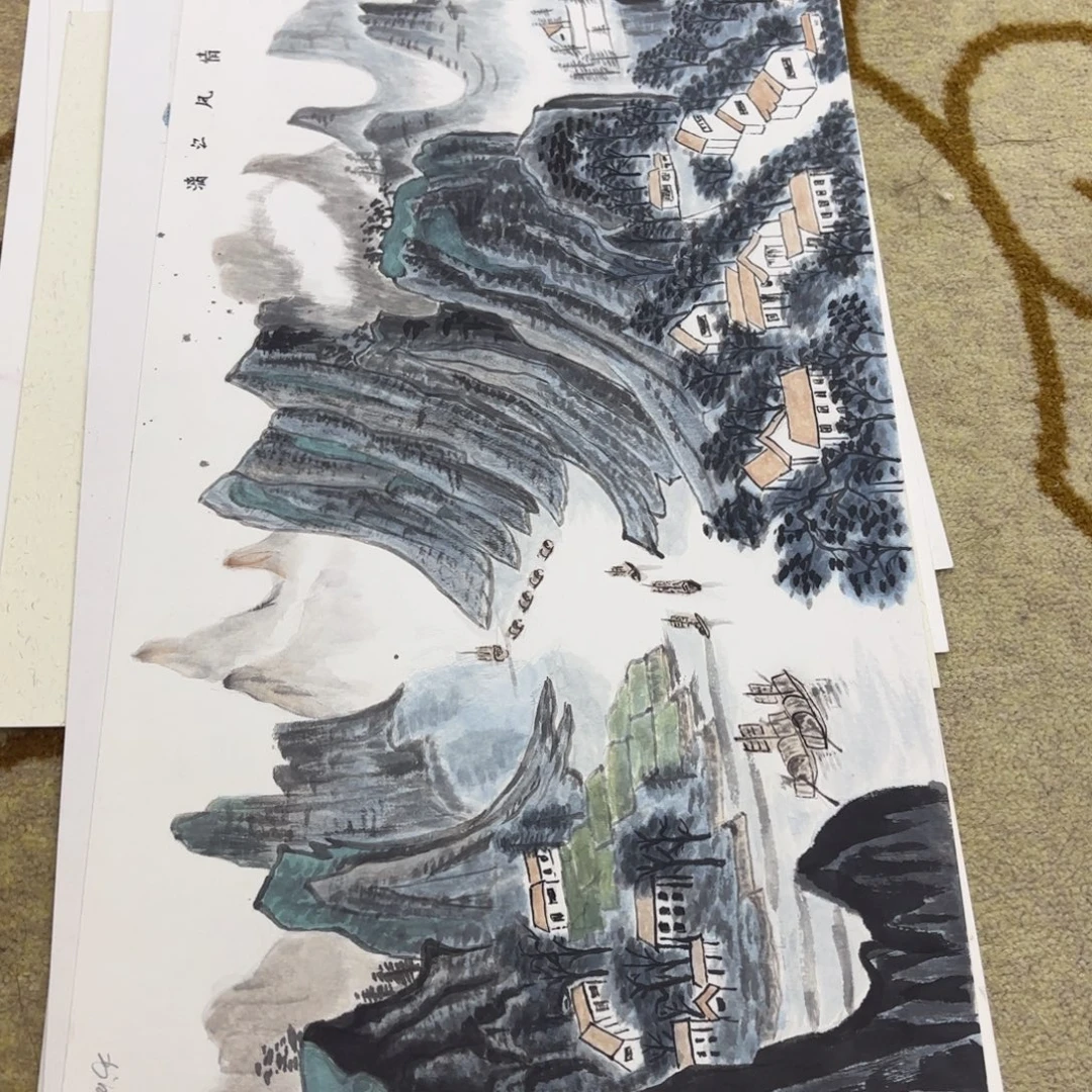 国画花鸟卡纸作品童