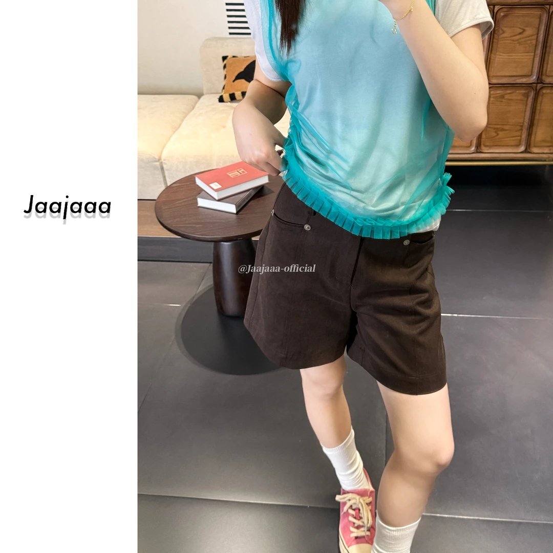 Jaajaaa声波漫游  时尚显瘦减龄百搭休闲直筒阔腿休闲短裤/FCXI