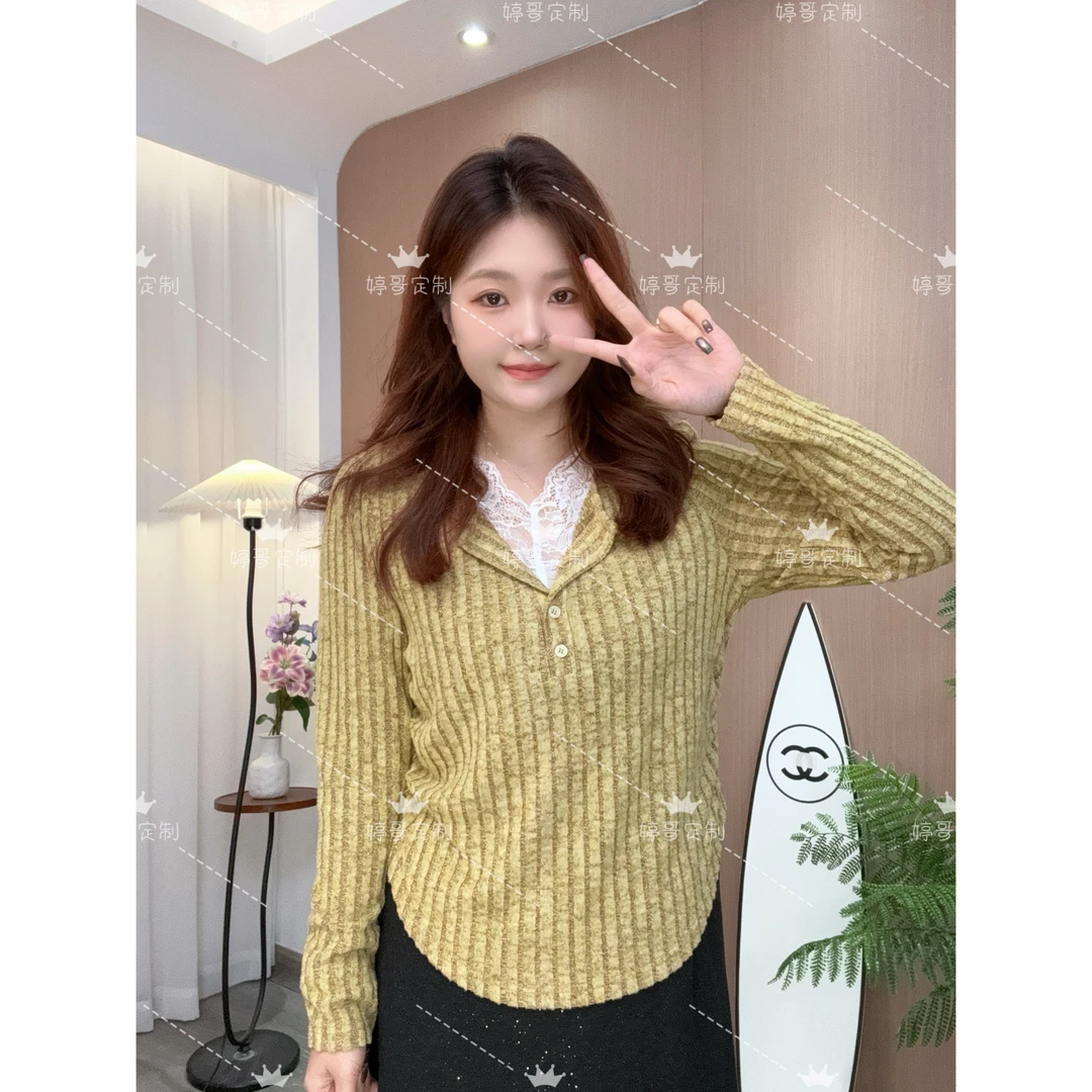 【婷哥定制 冬雾杏花】秋冬季新款大码女装百搭显瘦上衣TGW41411