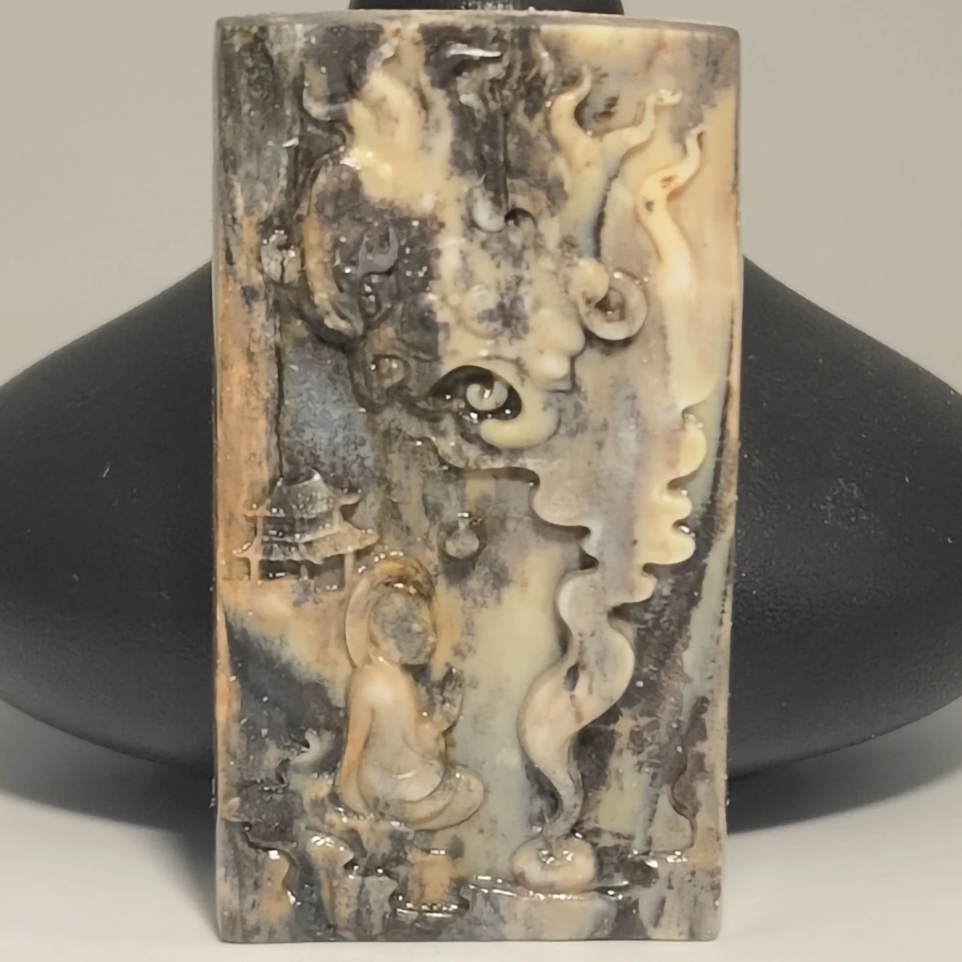 猛犸牙雕水墨佛魔一念58*33*9mm吊坠假一罚四X784