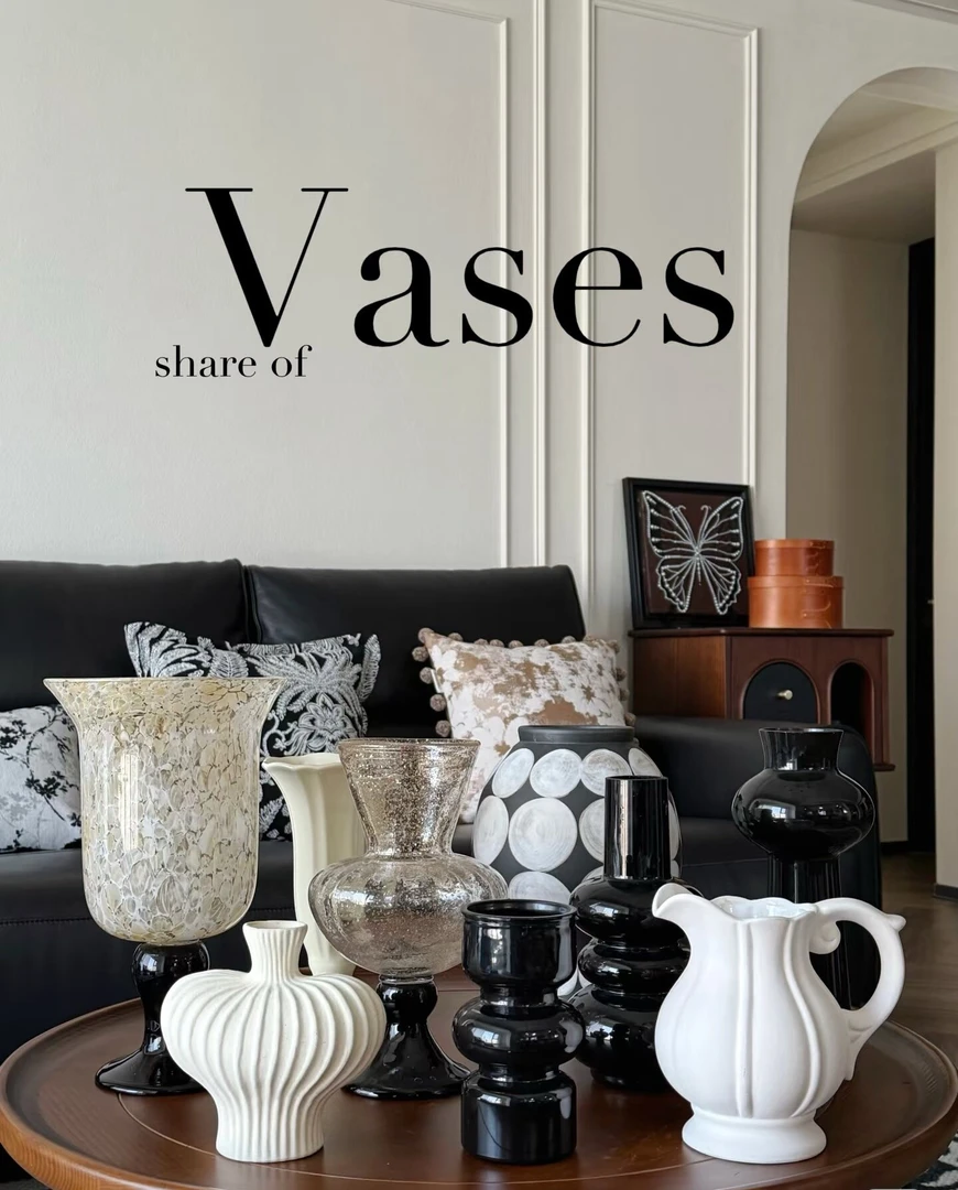 景德镇高档陶瓷花瓶插花油画侘寂风干花禅意家居摆件