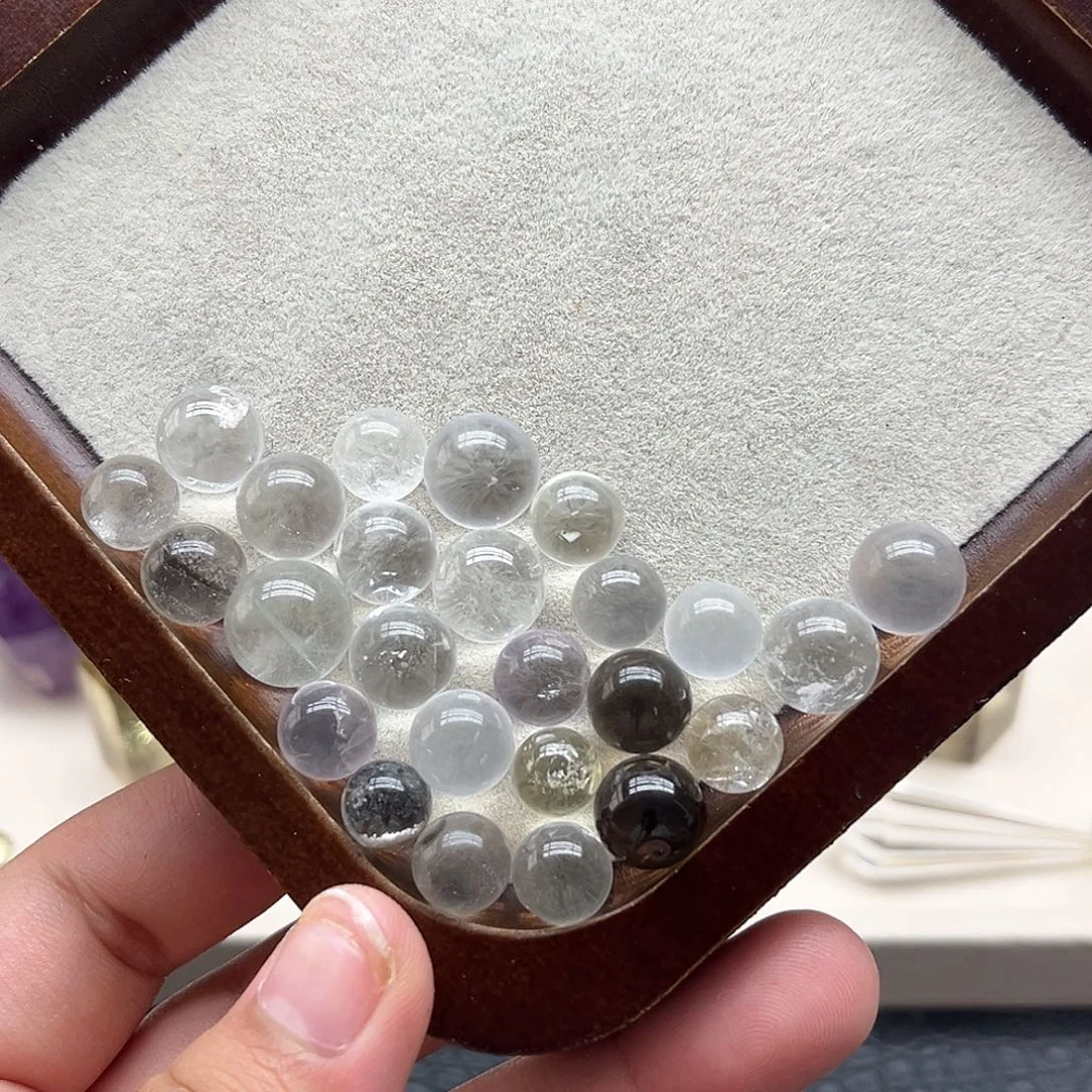 珠宝半成品水晶未镶嵌21 粉水晶 白水晶