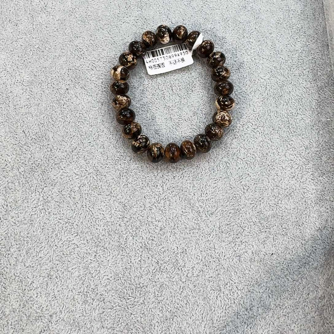 J****手链琥珀未镶嵌抚顺琥珀 黑金干白 10m