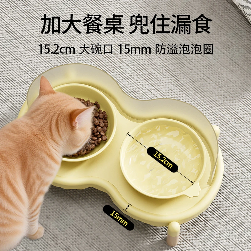 泡泡猫碗架陶瓷猫碗狗狗碗猫食盆双碗水碗粮碗饭碗防外溅不易打翻