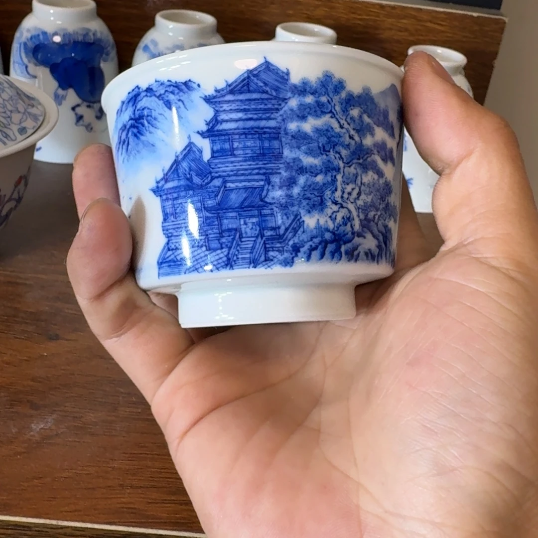 达***大瓷片当代景德镇陶瓷手绘茶具