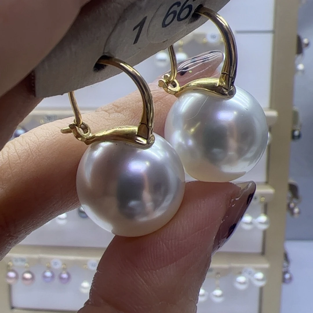 淡水珍珠耳饰18K金镶嵌