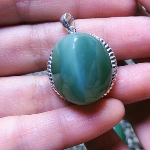 和田玉挂件银S925镶嵌