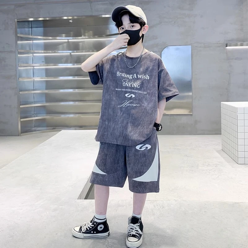 男童夏季套装2025新款短袖薄款运动衣服中大儿童短裤夏装时髦潮牌