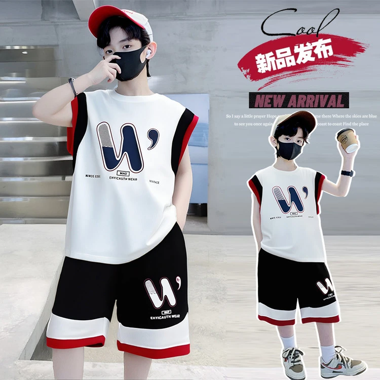 男童无袖套装夏季2025新款儿童夏装休闲篮球运动服夏款大童装男孩