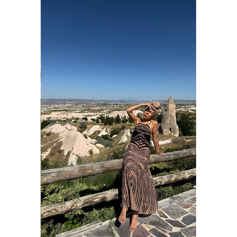 （小溪家）度假风民族风连衣裙气质海边沙滩吊带连衣裙长裙