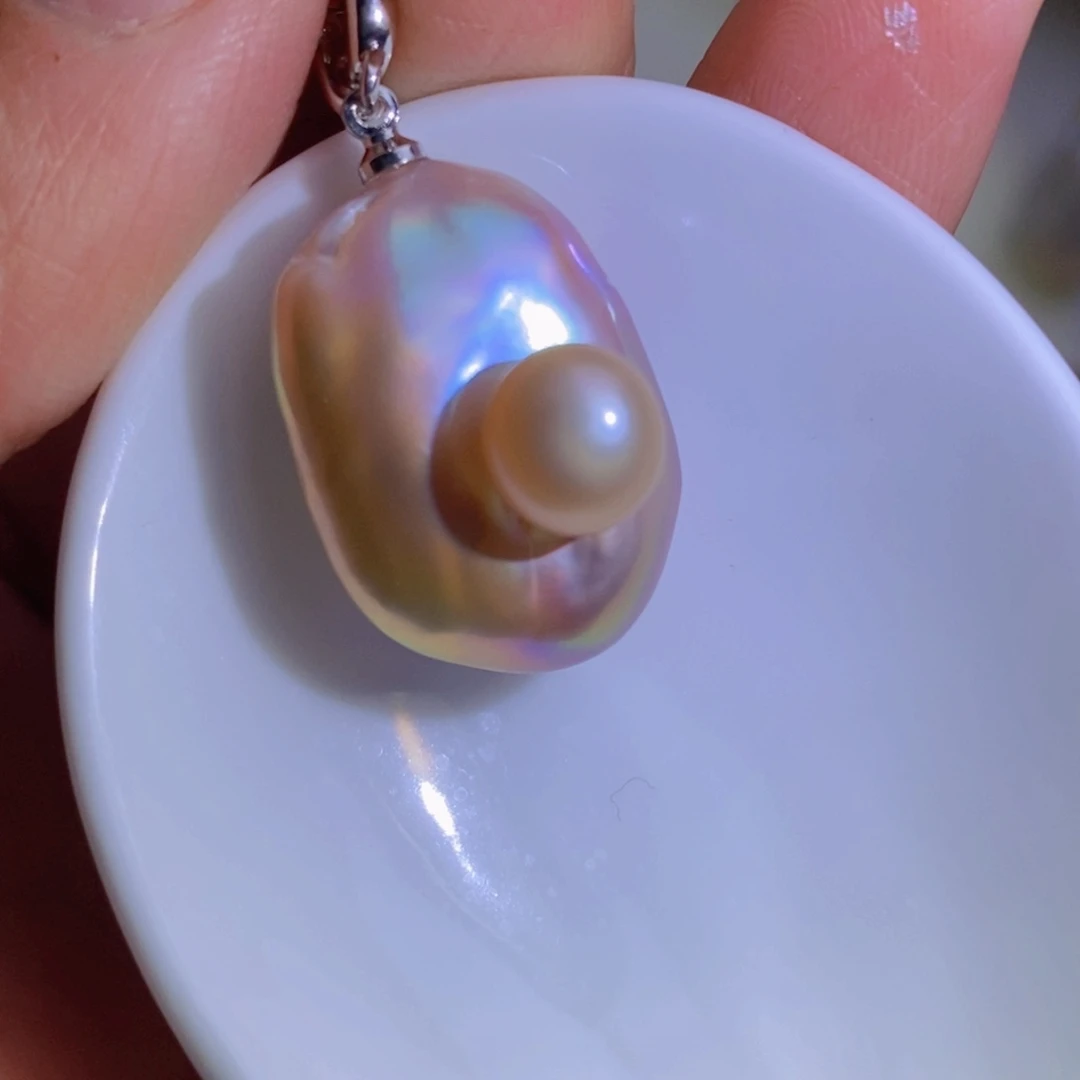 银S925镶嵌天然淡水珍珠淡水珍珠