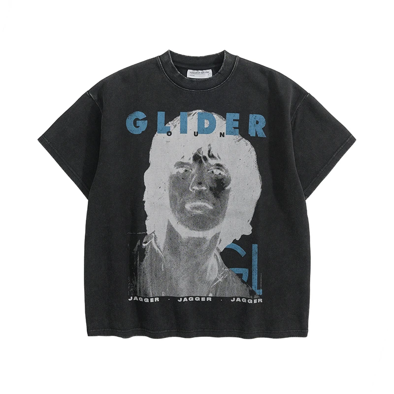POH 24SS Grunge系列 米克杰格伦敦伊灵百老280g洗水做旧短袖T恤