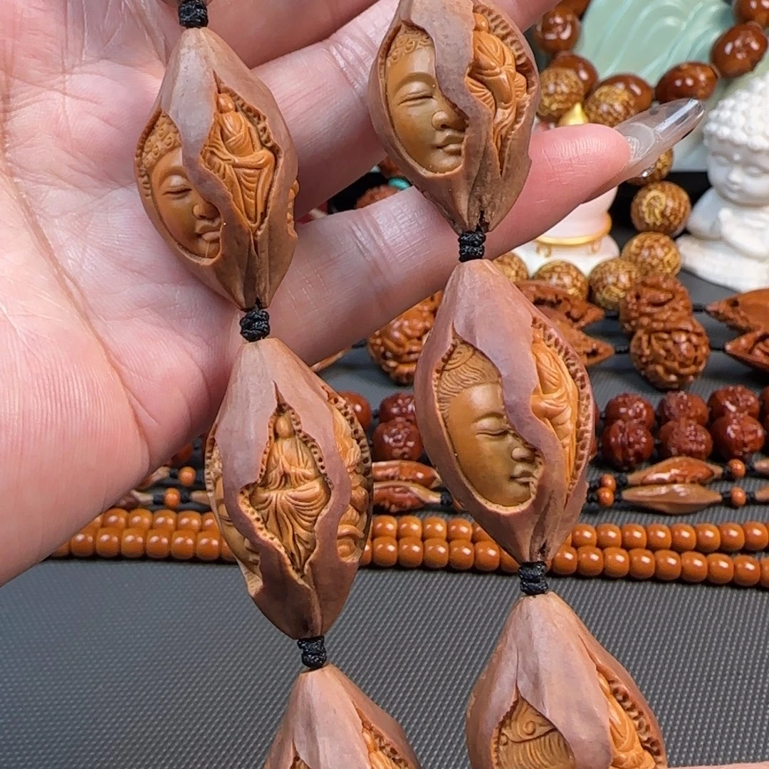 手串/手链橄榄核宽2.0稀有梅林紫皮核包衣无相一念佛魔手持