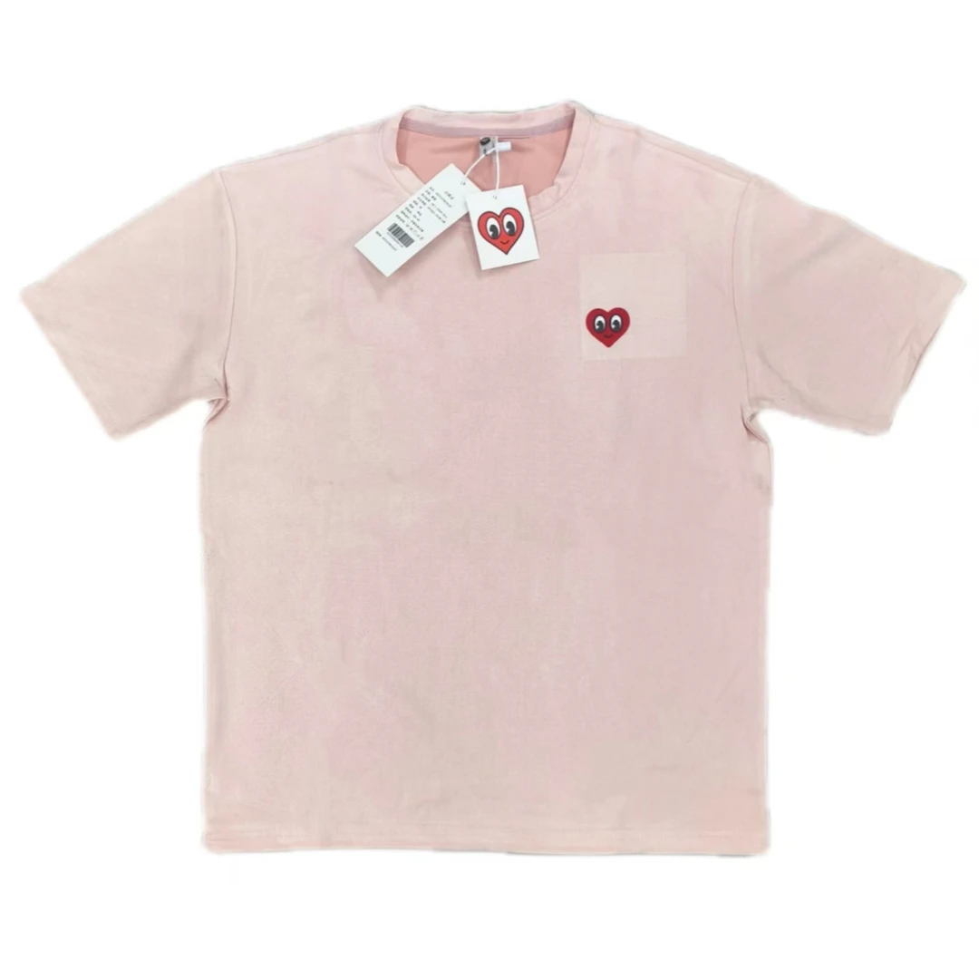 【OY】ART桃心圆领麂皮绒休闲短袖