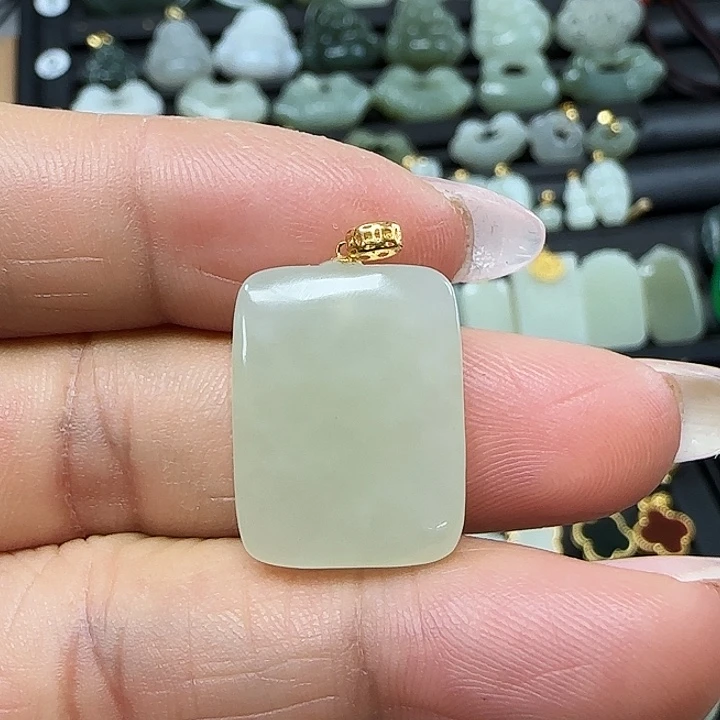 和田玉吊坠(不含链)银S925镶嵌