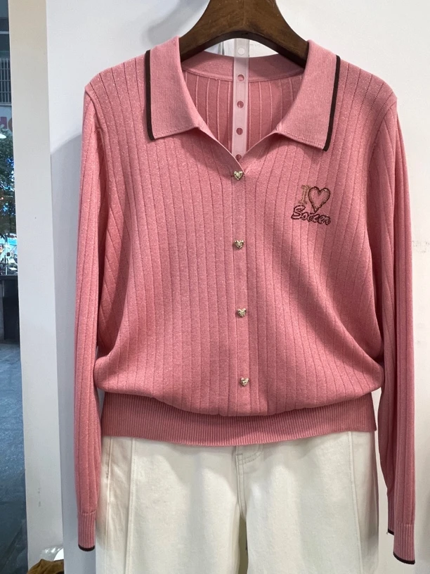 丝蒂芬妮86096正品2025新款气质时尚长袖翻领显瘦天丝针织衫女