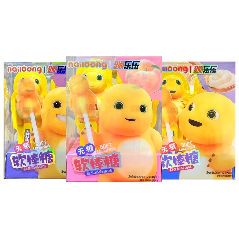 奶龙蹦乐乐软棒糖益生菌酸奶味白桃味葡萄味96g/盒装棒棒糖