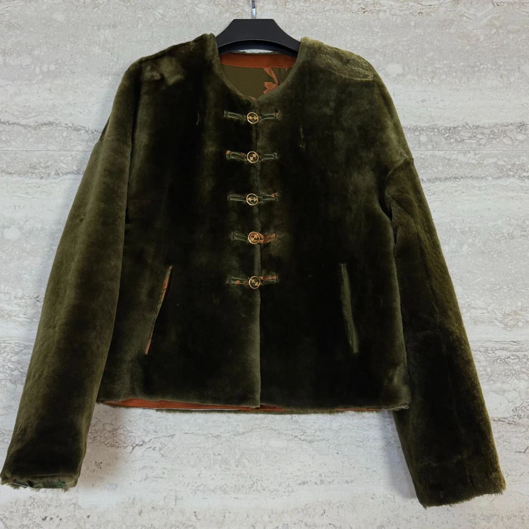 TANTAN新中式短款时尚双面穿秋冬毛呢外套4099