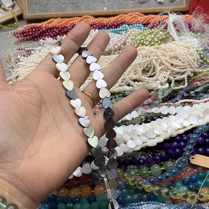 玛瑙/玉髓珠宝半成品未镶嵌一条10mm黄蝶贝爱心