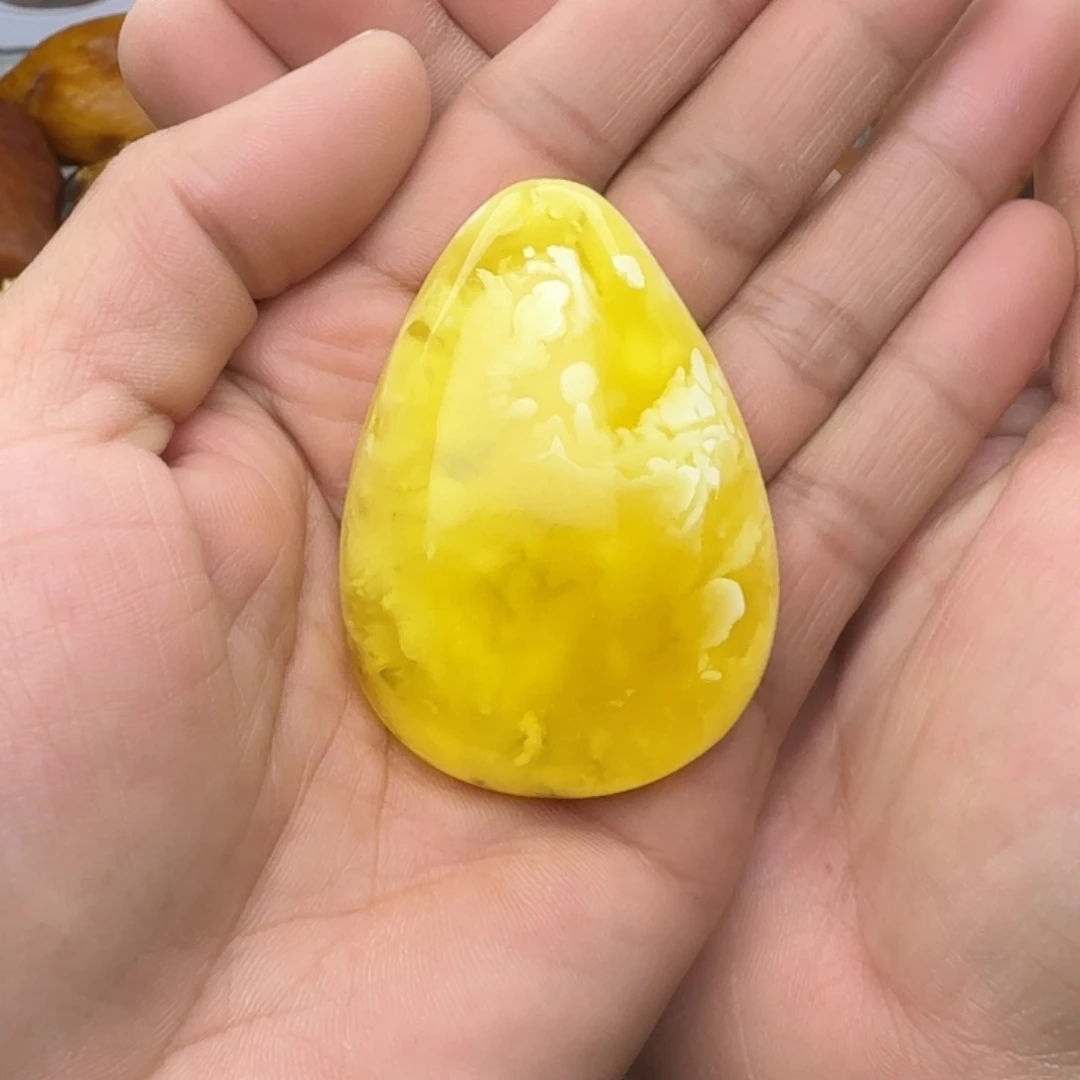 蜜蜡珠宝奇石未镶嵌天然蜜蜡金白吊坠