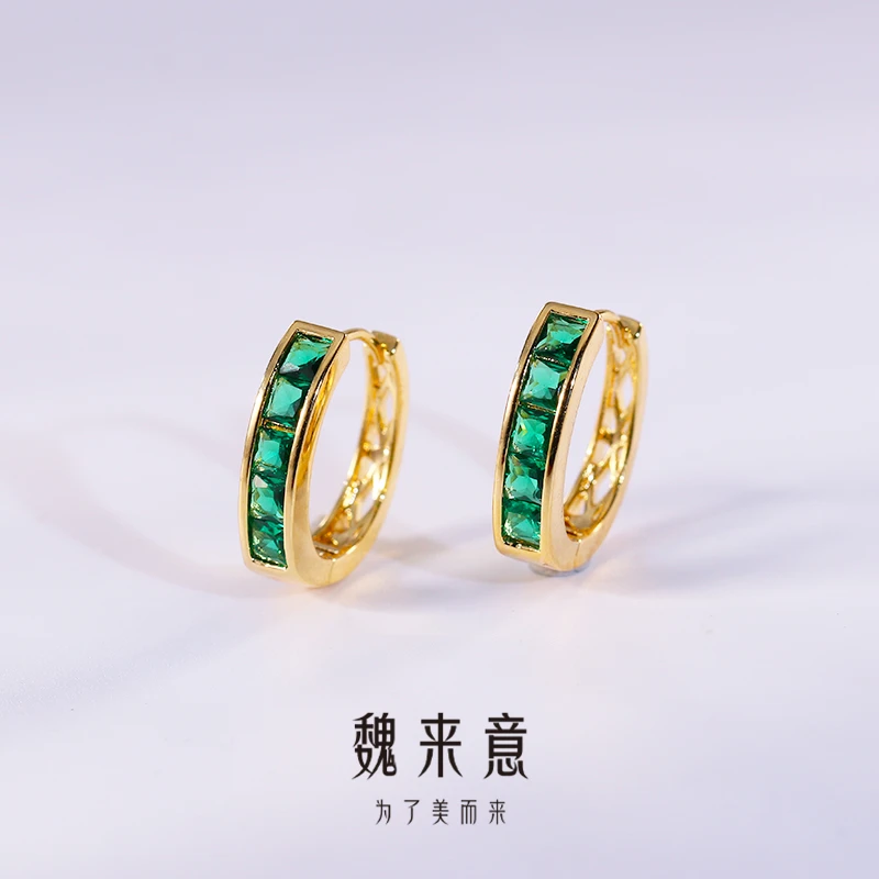 【魏来意】镀K金潮流街头百搭耳环（16*2mm）