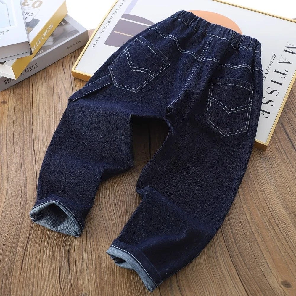男童牛仔裤春秋2025春装新款中大童休闲软直筒儿童帅气男孩长裤潮
