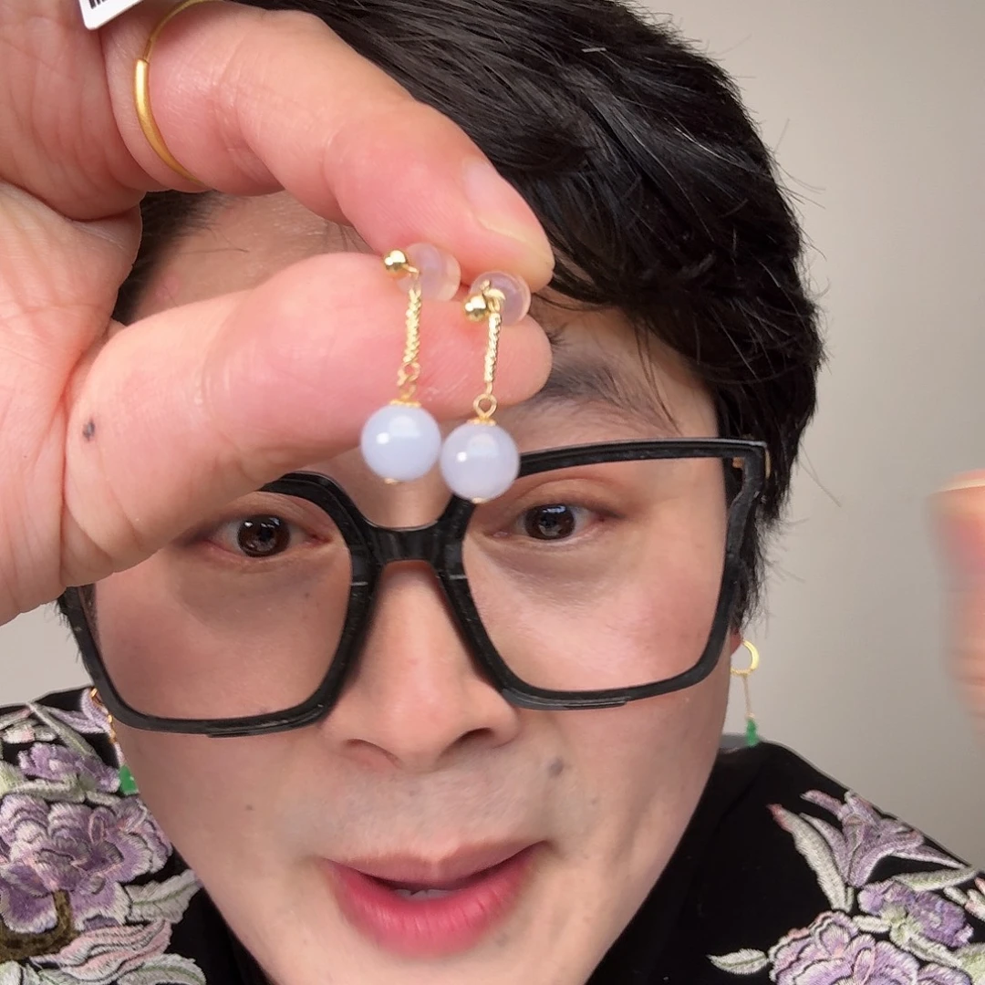 翡翠18K金镶嵌颈饰一对